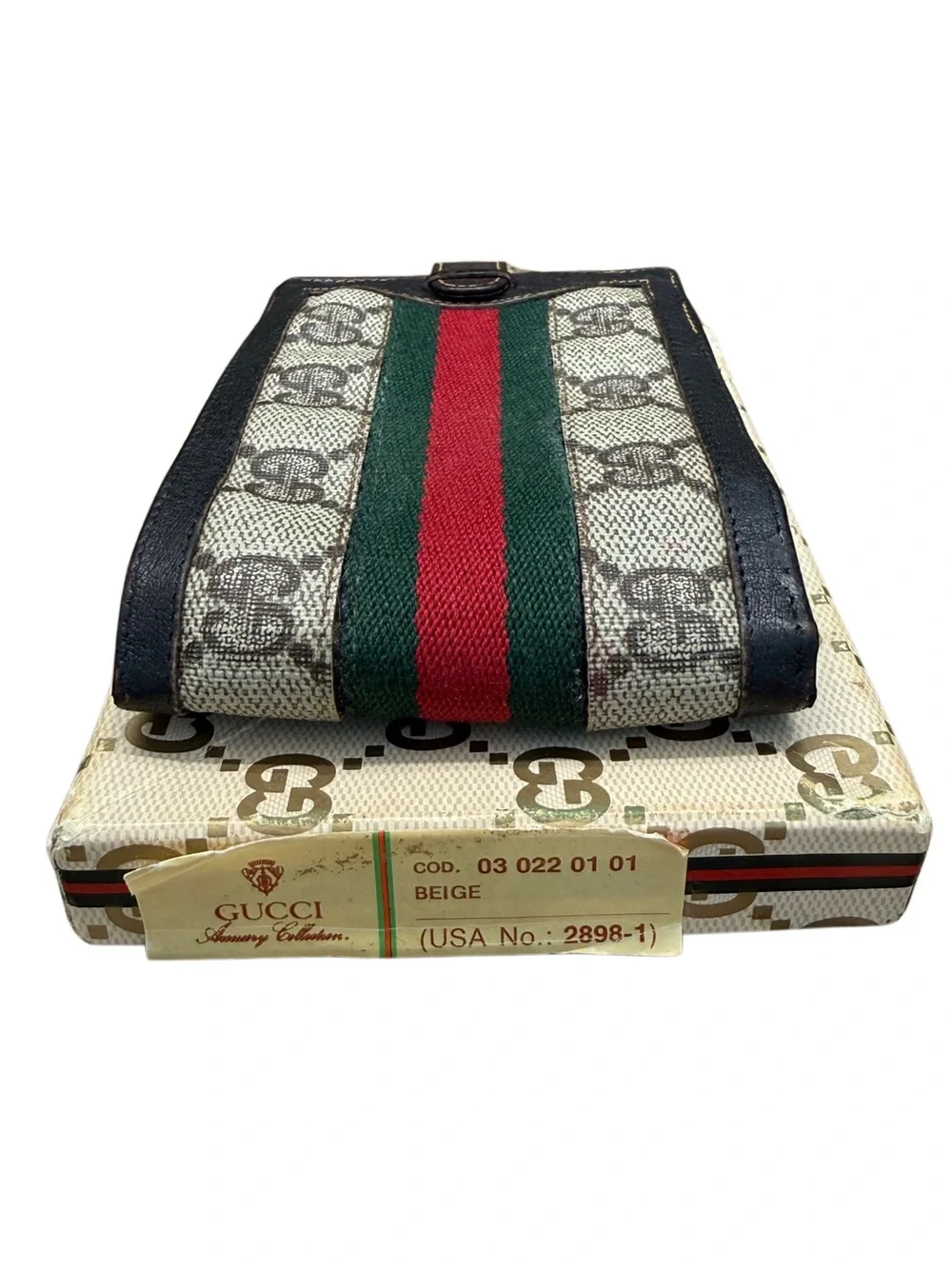 Vintage Gucci Accessory Collection GG Supreme Web Stripe Bifold Wallet Italy
